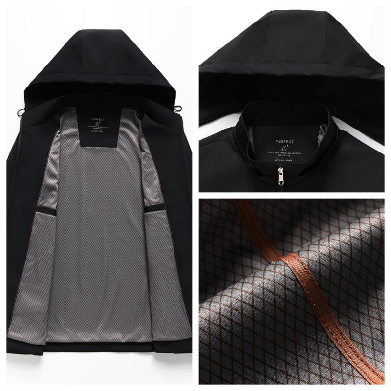 Men's 26-Year Spring & Autumn Hooded Jacket in Sealed Milk Silk for Middle-aged & Elderly