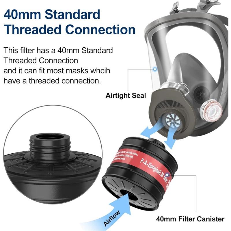 40mm Gas Mask Filters, Single Gas Mask Filter for Gas Mask, 40mm Activated Carbon Filter Against Vapors, Dust, Paint, Spray, Welding