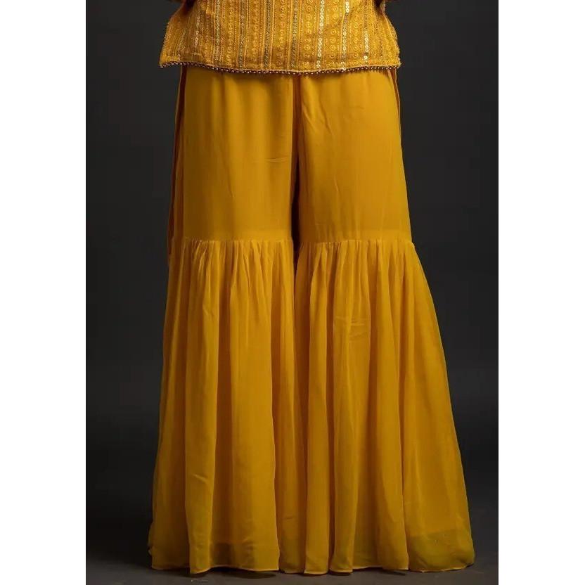 Kobiety Bollywood Party Wear Georgette Kurti Sharara Zestaw z Dupattą Designerska Tunika VFP-1854a