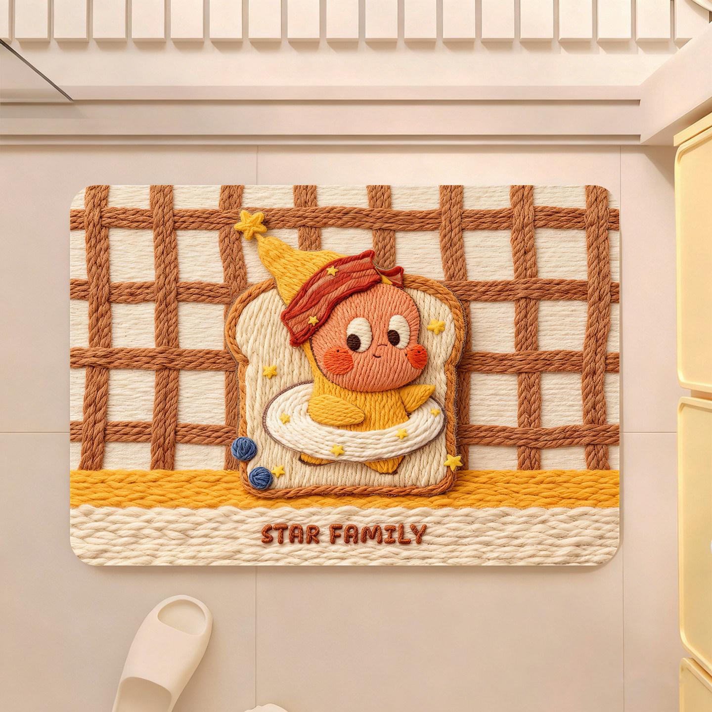 Adorable Cartoon Faux Wool Absorbent Anti-Slip Bath Mat - Star Person Design 40*60cm