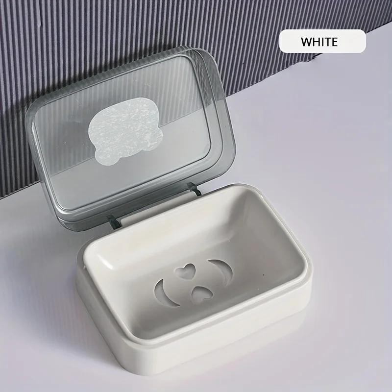 1pc Portable Soap Dish Soap Box With Lid Household Plastic Soap Holder Soap Rack For Bathroom Soap  Box Travel Essen