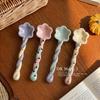 Cute Small Porcelain Soup Spoon | Long Handle Rice & Dessert Stirrer