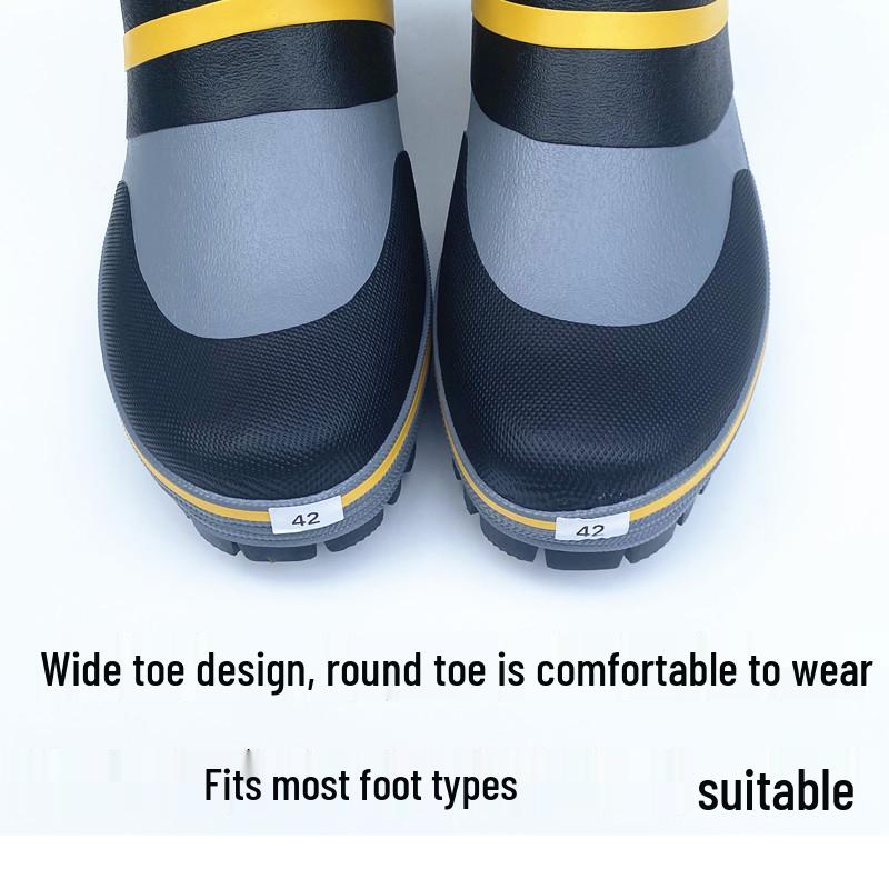 Vyriški neslystantys aukštakulniai vandeniui atsparūs guminiai lietaus batai su plieniniais padais - kvėpuojantys, madingi žvejybai