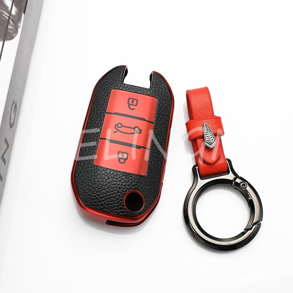 Car Key Case For Citroen C3 C5 Cactus Berlingo For Peugeot 3008 2008 208 508 408 308 T9 4008 5008 Keychain Car Accessories