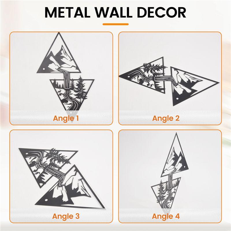 ABUL-Scenery Theme Decor Wall Art Decorations Mountain Metal Wall Decor Wall Sign Metal Wall Gift Triangle Wall Art For Room