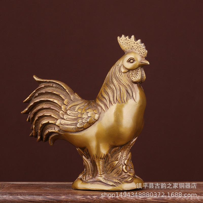 Pure Brass Copper Hen Zodiac Rooster Home Decoration Craft Ornament Bronze Art
