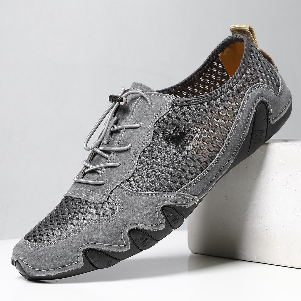Neue Herren-Freizeitsneaker Übergröße genähte Leder-Mesh-Schuhe Oktopus Herrenschuhe