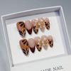 Autumn Cat-Eye Brown Leopard Nails: Hand-Painted, Versatile Wearable Art
