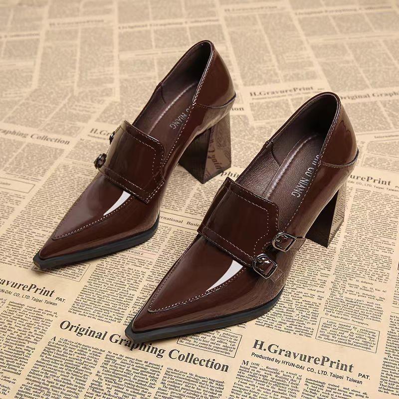 

Double Breasted Deep Mouth Single Shoes Women s Shoes Autumn Temperament Pointed Toe Deep Mouth Non-slip High Heels 42 вина червоного кольору