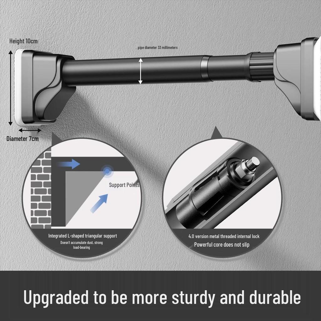 No-Drill Retractable Clothes Drying Rod for Curtain and Wardrobe Support - Nail-Free Bathroom or Shower Drying Rack.