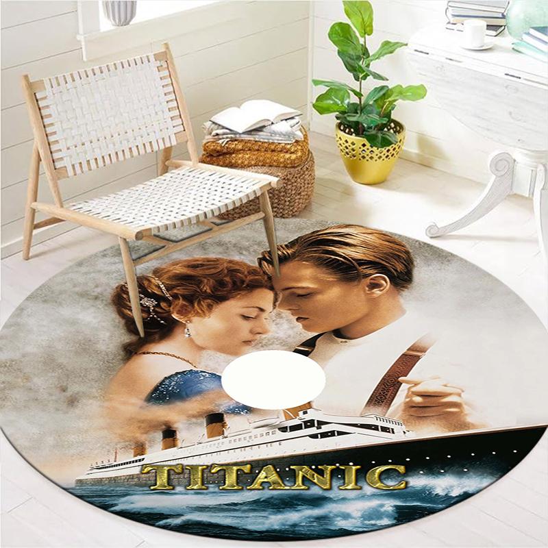 Titanic Runder Teppich, Teppich für Wohnzimmer Schlafzimmer Sofa Spielzimmer Dekor, Rutschfeste Bodenmatte