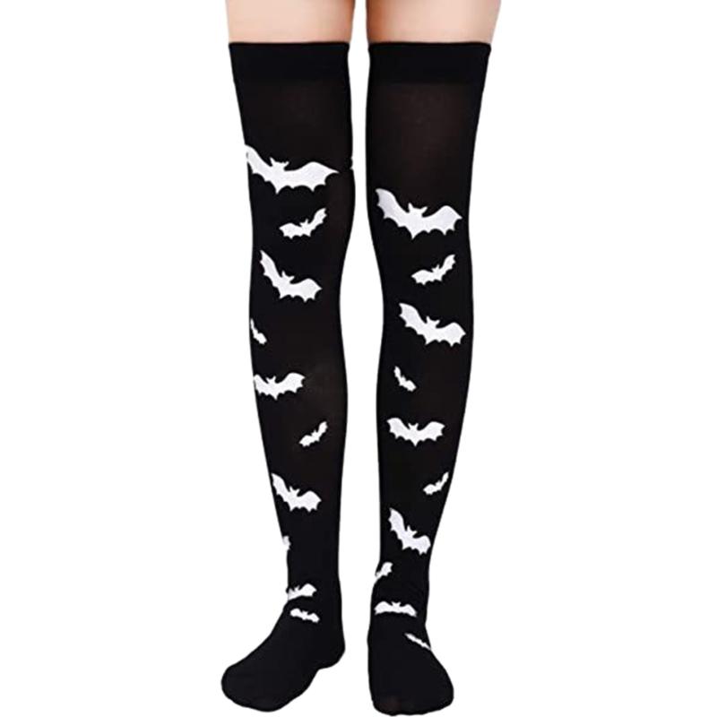 1 Pair Halloween Stockings Thigh High Long Stockings Over Knee Socks Bat Socks Cosplay Festival Stockings for Women Girl