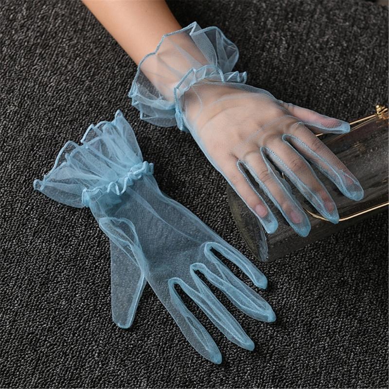 Wedding Gloves Proms Gloves Tulle Short Thin Gloves for Operas Women Lady Theme Proms Costume Accessories