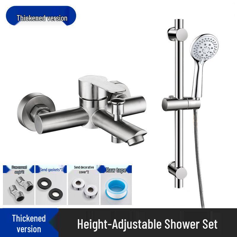 Stainless Steel 3-Function Shower Faucet Set with Concealed Hot/Cold Mixing Valve