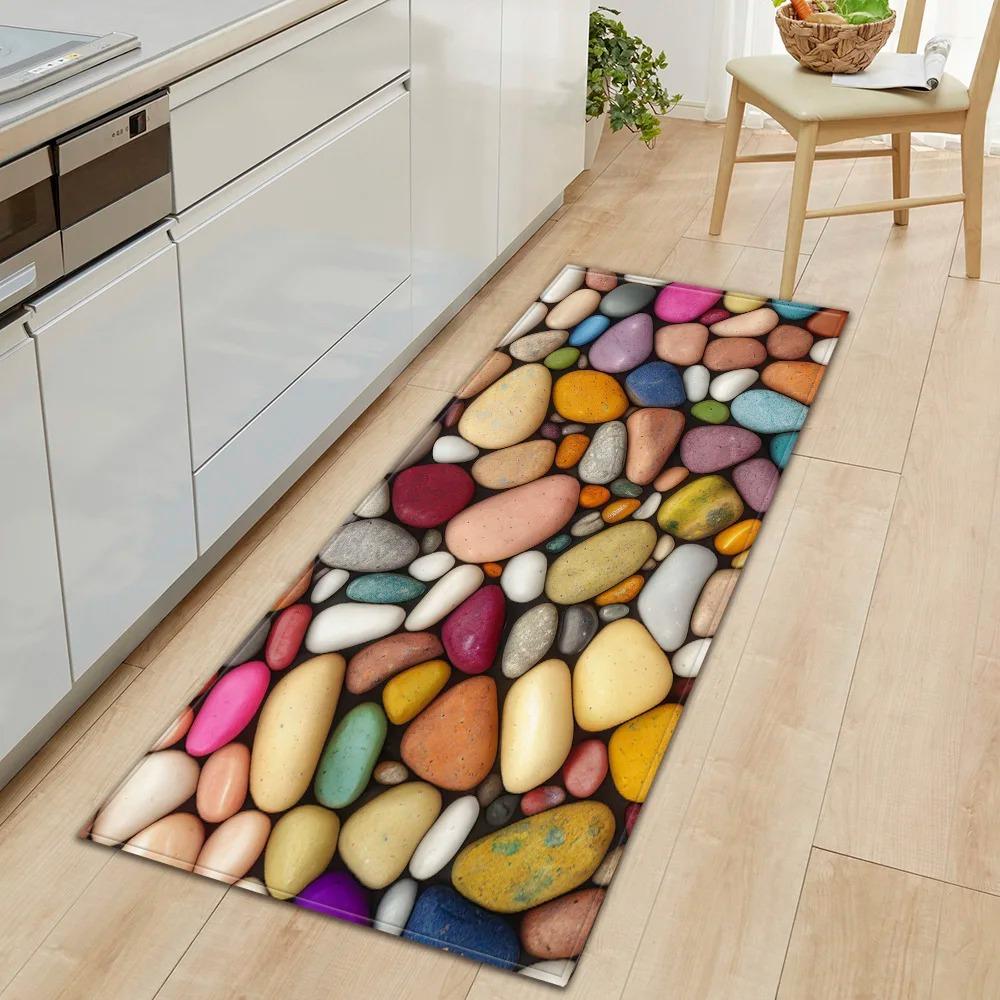 Colorful Pebble Pattern Non Slip Kitchen Floor Mat Waterproof Door Mat for Home Decor