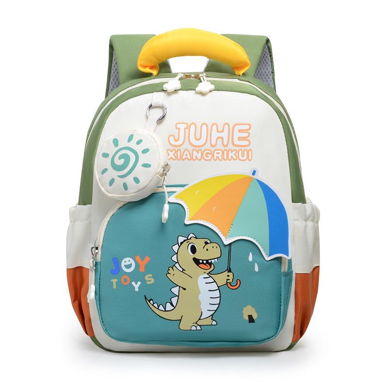 

New schoolbag cartoon cute anti-splashing baby boy and girl backpack lightweight dinosaur small backpack зелёный