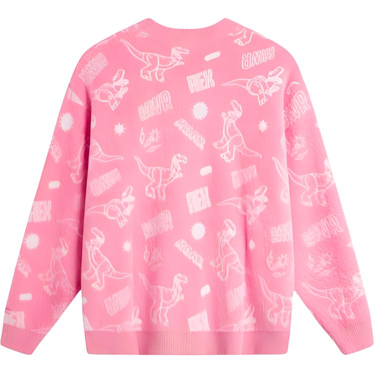Li Ning X Disney Hugging Dragon Collaboration Sports Lifestyle Series Casual Letter Simple Loose Knit Sweater Unisex Sweater Xianxia-Pink AMBU214-2