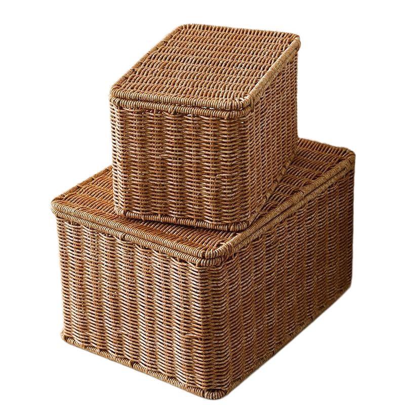 Nordischer Stil Imitation Rattan Aufbewahrungsbox mit Deckel - Schlafzimmer Kleiderorganizer