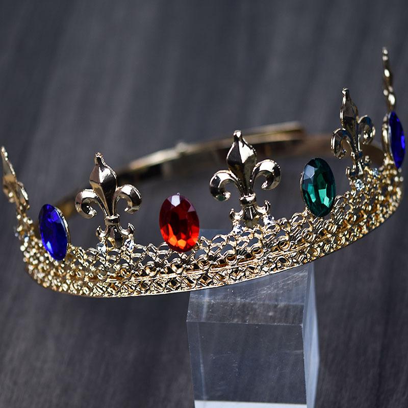 Men's King Crown Queen Crown Hair Accessory Tiara Performance Headwear Unisex Prince Princess Beauty Pageant Crown