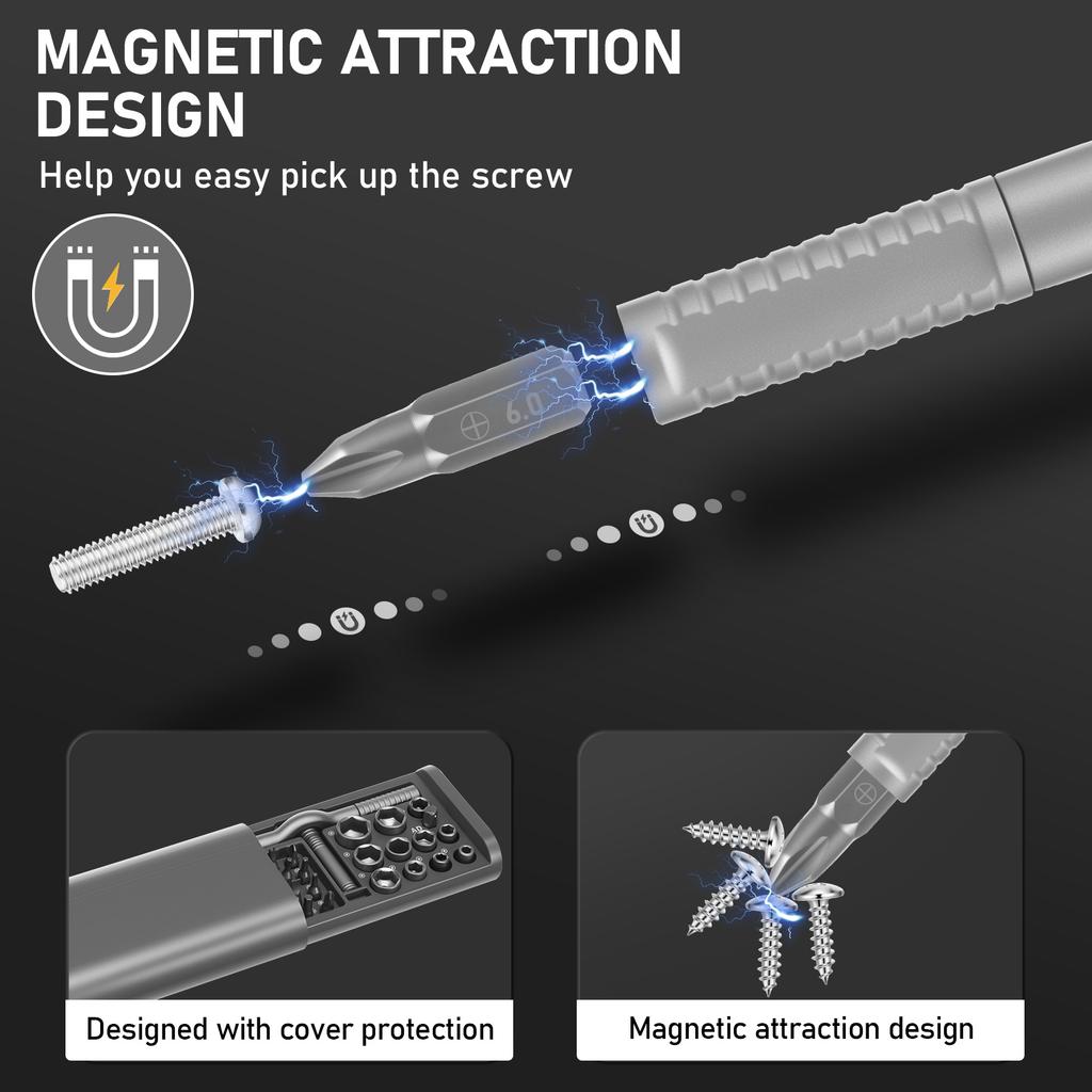 Magnetic Screwdriver Set 32in1 Ratchet Screwdriver Set Multi Bit Screw Driver with Detachable Ratchet Handle for Computer Repair