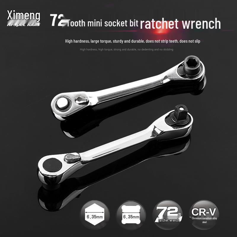 New Bi-Directional Mini Ratchet Wrench: 2-in-1 Socket & Screwdriver Handle