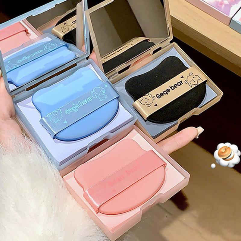 Facial Oil Absorption Paper With Mirror Puff Matte Oil Control Loose Powder Facial Wipes Oil Absorption Facial Clean Beauty