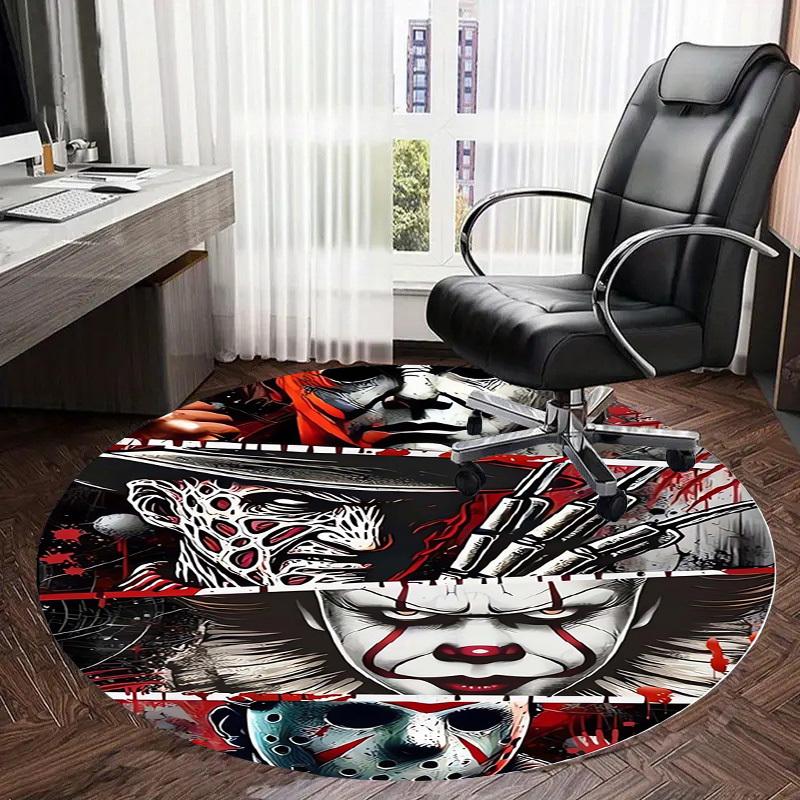 1pc Horror Icons Mashup Round Carpet, Made of Polyester,Perfect for Decorating Office Chairs, Living Rooms,fplt164