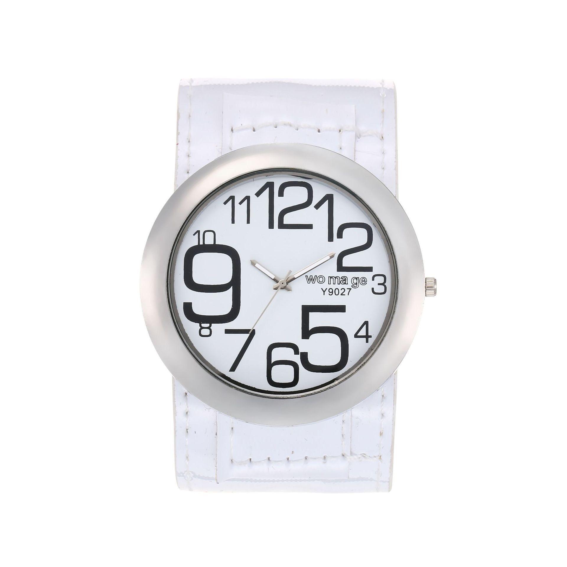 Men Women Watch Luxury Sport Faux Leather Big Marker Analog Quartz Wrist Watch Creative Wrist Watch Unisex белый