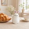 Home Office Decor Vase 3D Printed Rabbit Ornament, White Bunny Flower Holder Hydroponic Plants Container, Animal Shape Desktop Decoration for Matte
