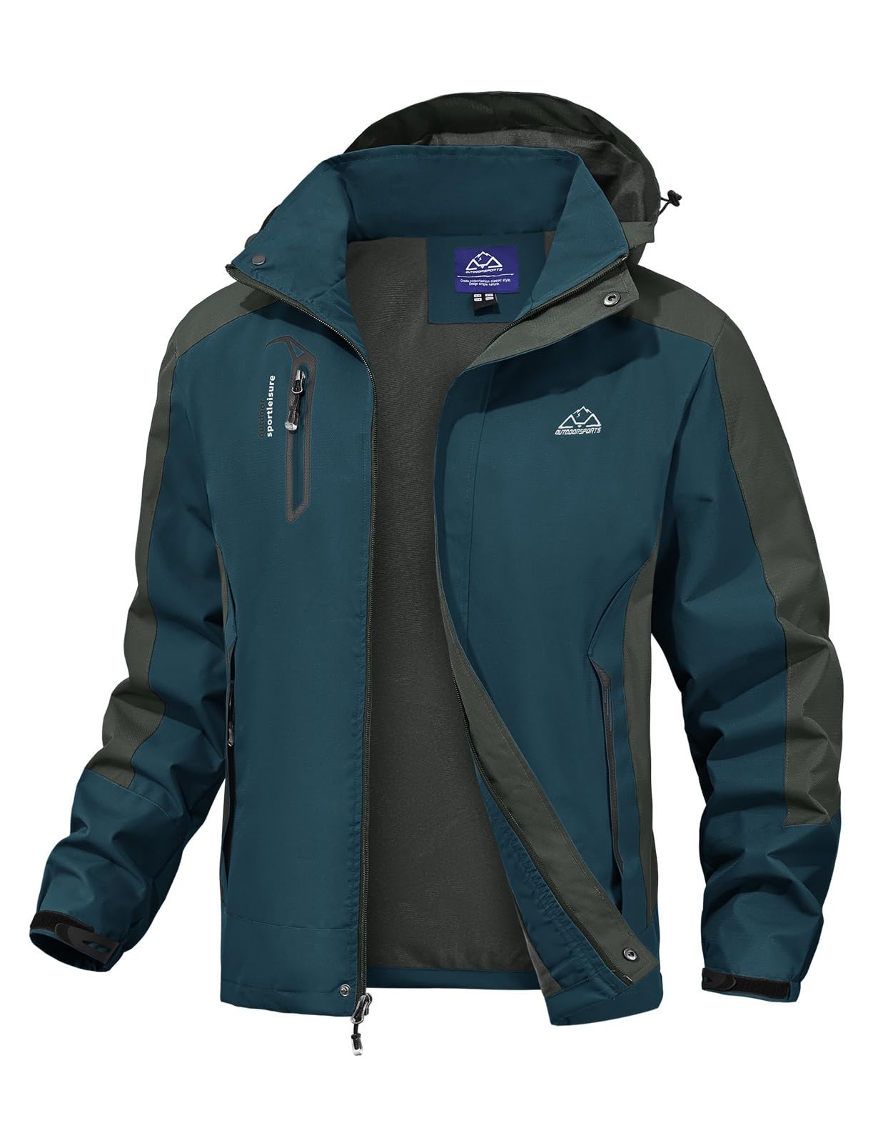 

[Gopune] Men s Mountain Parka Outdoor Jacket, Windproof Water-Repellent Hiking Hooded Coat for Climbing Cycling Fishing, Spring Autumn Winter, Navy M