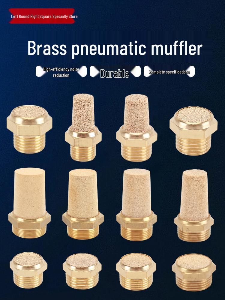 Pneumatic Brass Solenoid Valve Muffler - Copper Throttle Silencer with Long/Flat Head for Noise Reduction