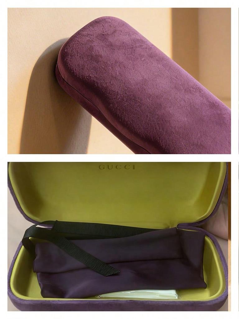 Gucci Luxusní fialové sametové pevné pouzdro na brýle