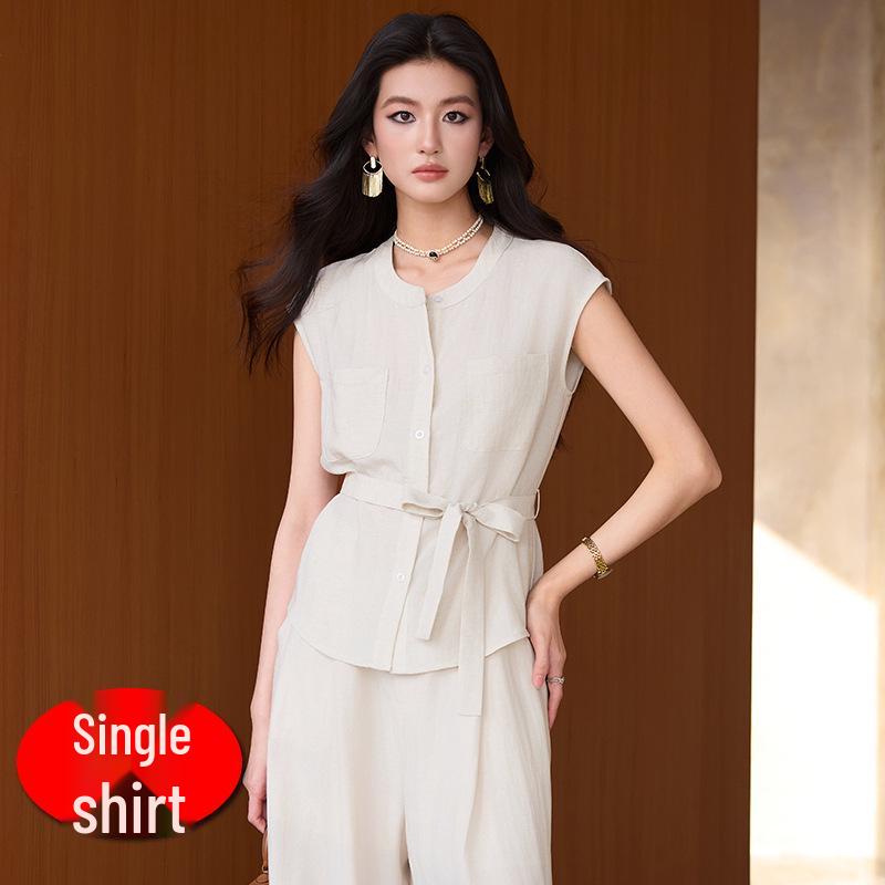 Women's High-End Linen Vest Suit: 2026 Cross-Border Casual Waistcoat Set