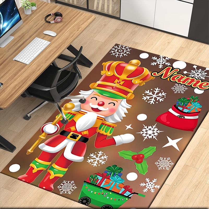 Custom Name Christmas Printed Carpet, for Office Chair Living Room Bedroom Kitchen Room Decor Gifts.