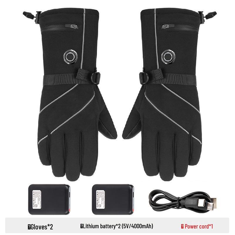Electric Heated, Windproof, Waterproof Touchscreen Winter Gloves for Motorcycle Riding & Skiing