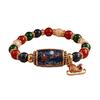 Metal Pendant Bracelets Christmas Story Beaded Bracelet, Bracelet with Santa Reindeer Snowman House Candy Comfortable Elastic Cane Tree Pattern,