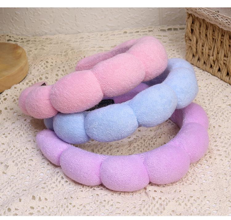 Fashion Microfiber Washing Wristbands Scrunchies Puffy Headband Spa Bubble Headband for Washing Face Makeup Shower Skincare