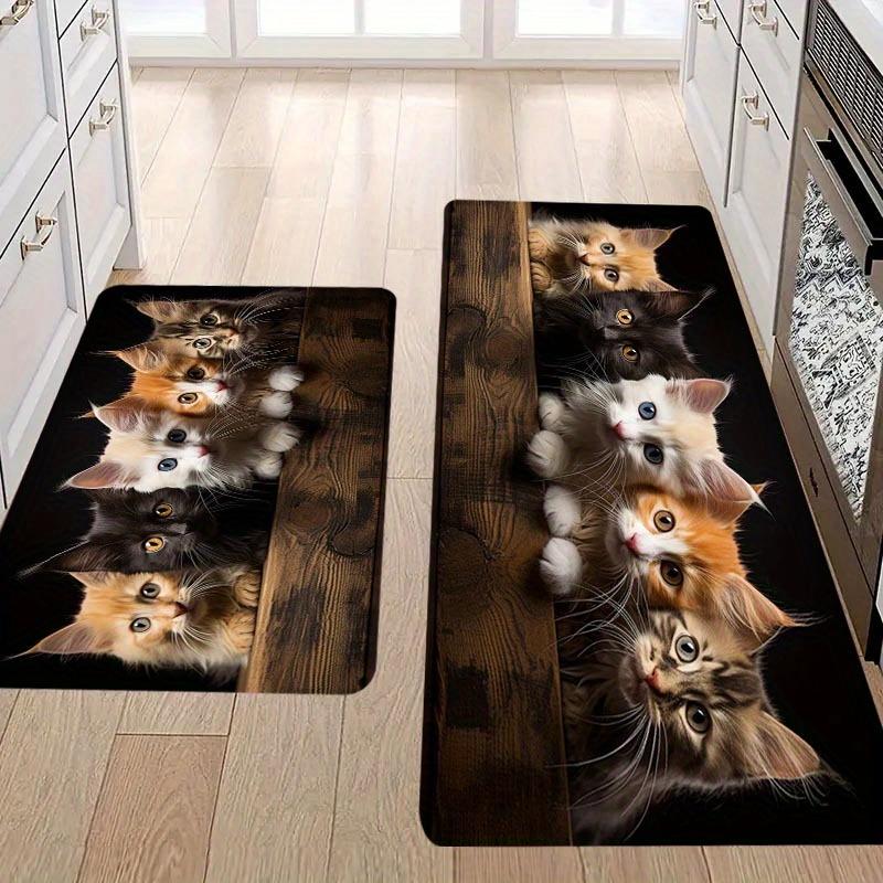 1pc kitchen floor mat, cat solid s floor mat thickened wear-resistant beautification suitable for kitchen living room porch