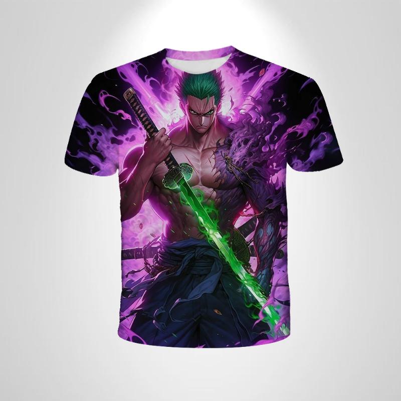 Wendy4 Jongens Eendelig T-shirt Anime Jongen Losse T-shirts heren Tops cool Kleding Zomer Mode Heren Korte Mouw Casual T-shirts 150