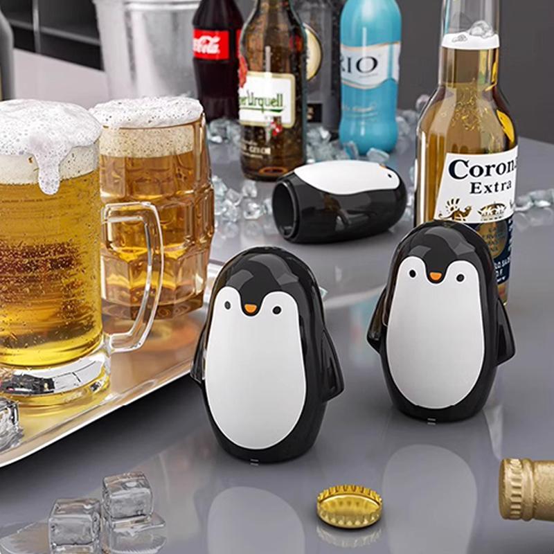 Kreativ Tecknad Pingvin Flasköppnare Rostfritt Stål Manuell Öppnare för Ölkapsyler Köksredskap Barverktyg Gåva för Ölälskare
