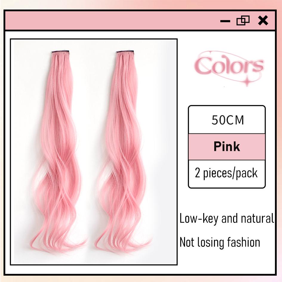 

Синтетические 2 шт./компл. 50см/60см цветные кудрявые наращивания волос, водная волна розовый/голубой/фиолетовый, парик на Хэллоуин/Рождество 20inches розовый