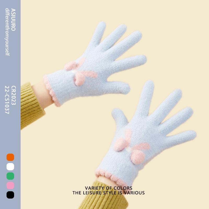 

Женские новые милые шерстяные вязаные толстые сенсорные для студентов для езды зимой, чтобы сохранить тепло и холод One Size