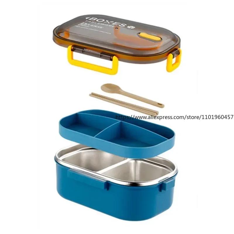 Double Layer Stainless Steel Lunch Box Leak-Proof Bento Box Dinnerware SetMicrowave Adult Student Food Container, Large Capacity