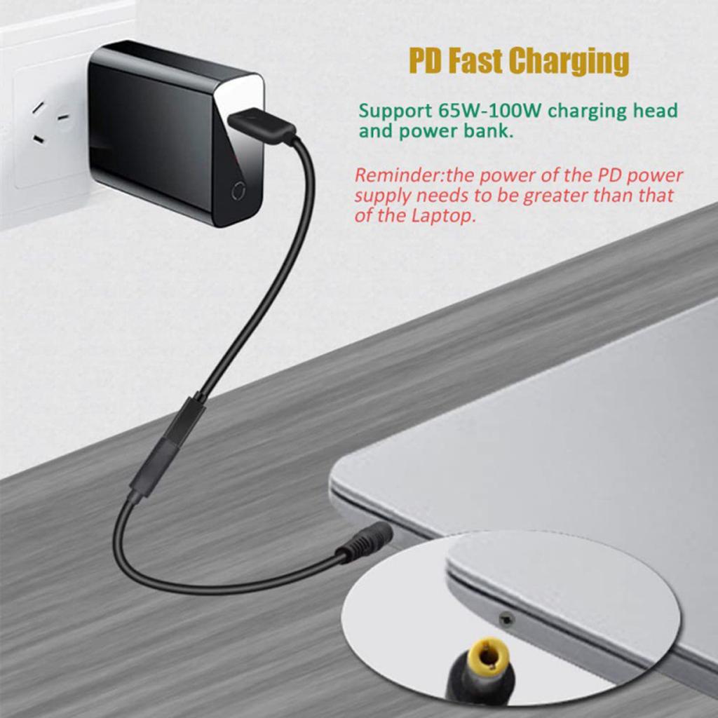 TypeC USB-C Female Input To DC5.5x2.5mm Power PD Charging Cable Suitable for Laptop 18-20V (5.5 2.5mm)