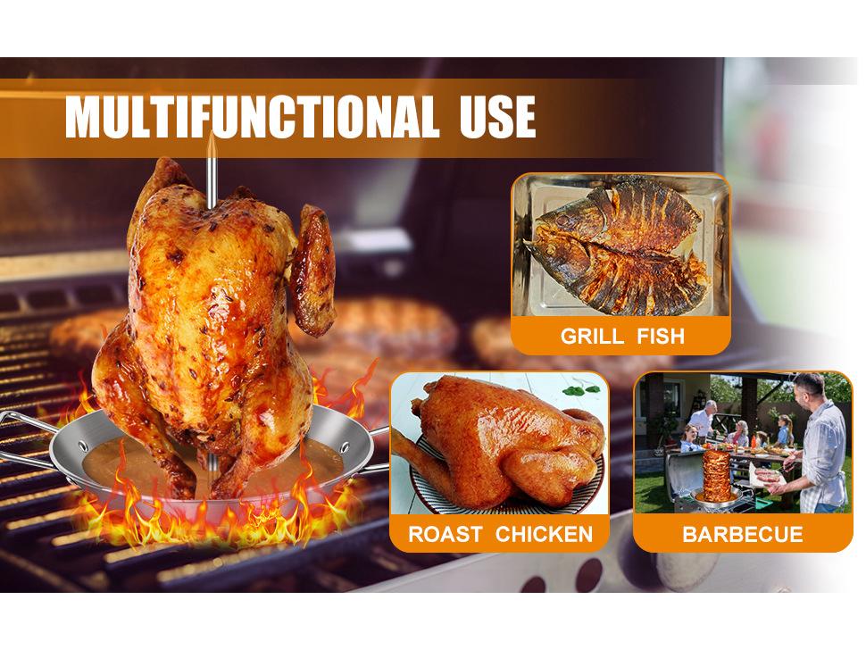 Stainless Steel Vertical Screw BBQ Pot with 3 Removable Grills & Brush