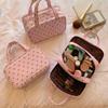 Polka Dot Handheld Makeup Bag Multifunctional Three Layer Partition Pu Cosmetic Bag Large Capacity Waterproof Travel Storage Bag