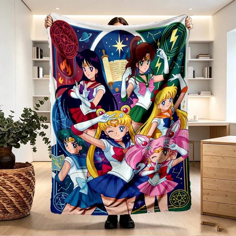 Sailor Moon Print Blanket - Soft & Comfortable, for Bedroom, Travel, Sofa, Home Decoration - Birthday Christmas Gift for Friend