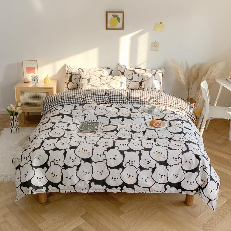 Kawaii Bumping Rabbit Cartoon Bedding Set Duvet Cover Sheet Pillow Cases Bed Linen Set