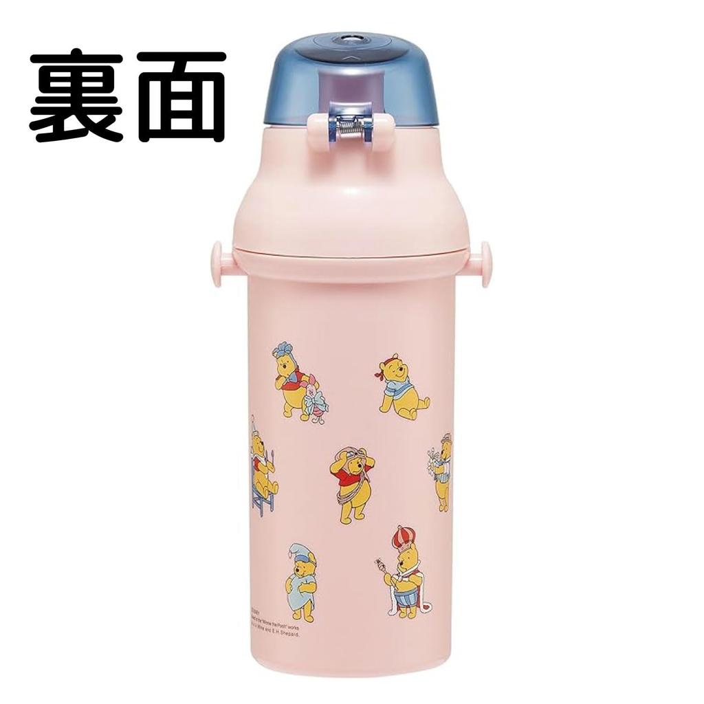 Skater Water Direct Dishwasher Made in Disney Winnie the Pooh Suitable for Boys and Children's Bottle, 480ml, Drinking, Plastic, One-Touch Operation,
