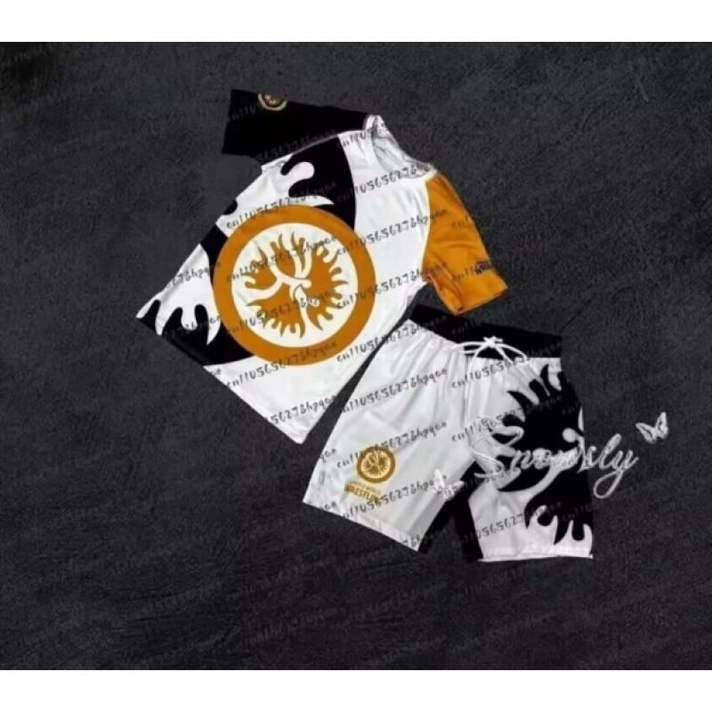 Mens Breathable 3D Printed Wrestling Martial Arts Training Set Short Sleeve T-Shirt Shorts